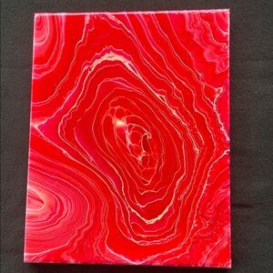 Abstract Red Art Canvas Pour Painting Fluid Art Original Handmade Acrylic Resin